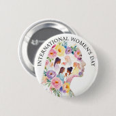 Badge Rond 5 Cm International Women's Day March 8th IWD (Devant & derrière)