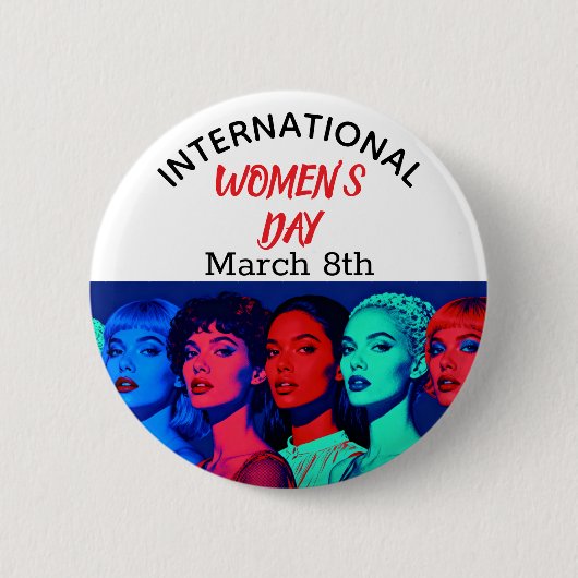 Badge Rond 5 Cm International Women's Day | Pop Art  (Devant)