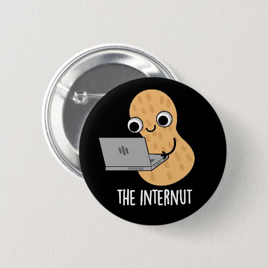 Badge Rond 5 Cm Internut Funny Internet Peanut Pun Dark BG (Devant & derrière)