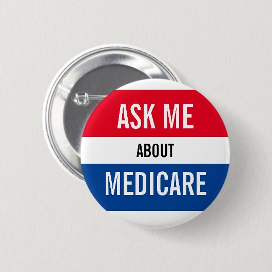Badge Rond 5 Cm Interrogez-moi au sujet d'Assurance-maladie - (Devant & derrière)
