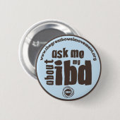 Badge Rond 5 Cm Interrogez-moi au sujet de mon bouton d'IBD - bleu (Devant & derrière)