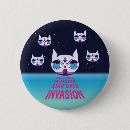 Badge Rond 5 Cm Invasion Star Cat (Devant)