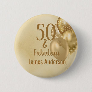 Badge Rond 5 Cm Invitation d'anniversaire pour homme 50 ans et fab