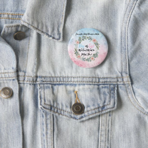 Badge Rond 5 Cm Invitation de Baby Shower Florale Aquarelle - Rose