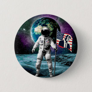 Badge Rond 5 Cm Invitation des astronautes pour Trump 2024