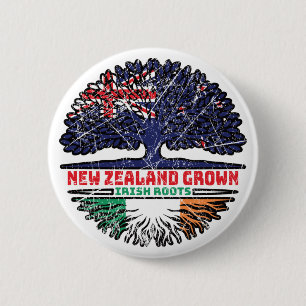 Badge Rond 5 Cm Ireland Irish New Zealander New Zealand Tree Roots