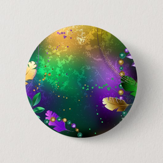 Badge Rond 5 Cm Iridescente mardi gras arrière - plan avec perles (Devant)