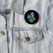 Badge Rond 5 Cm Iris bleu sur le noir (En situation)