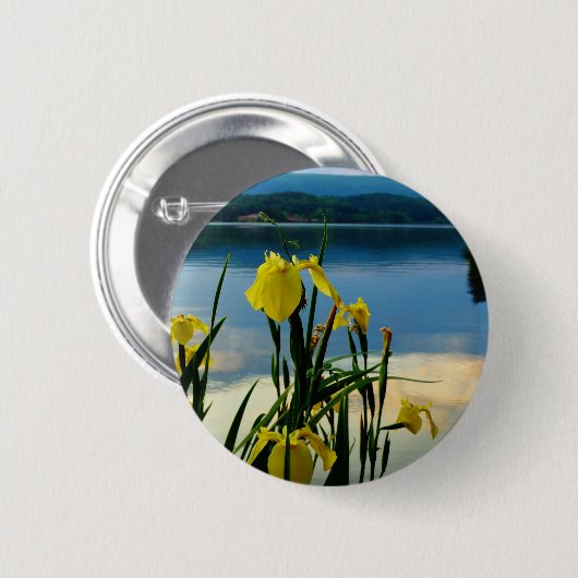 Badge Rond 5 Cm Iris jaune à Lake Shore (Devant & derrière)