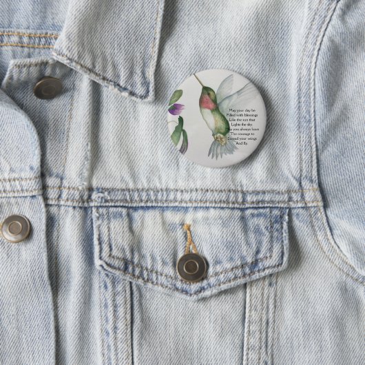 Badge Rond 5 Cm Irish Blessing Courage Pretty Bird Garden (En situation)