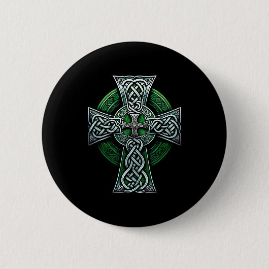 Badge Rond 5 Cm Irish Celtic Cross Knot Christian Holy Trinity Sco (Devant)