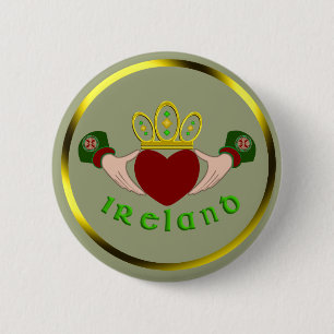 Badge Rond 5 Cm Irish Claddagh