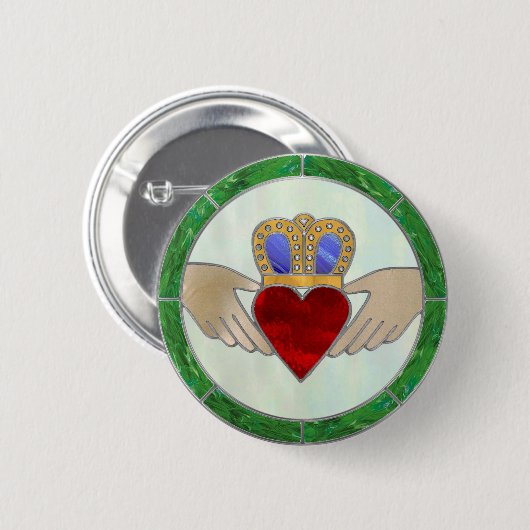 Badge Rond 5 Cm Irish Claddagh (Devant & derrière)