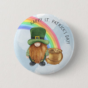 Badge Rond 5 Cm Irish Gnome Pot of Gold Custom St Patrick's Day