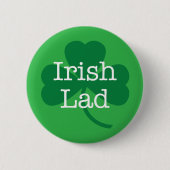 Badge Rond 5 Cm Irish Lad, Bouton Shamrock vert (Devant)