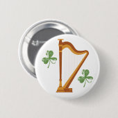 Badge Rond 5 Cm Irish Shamrock Harp Button (Devant & derrière)
