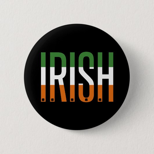 Badge Rond 5 Cm Irish St Patrick's Day Irlande Drapeau Shamrock Lu (Devant)
