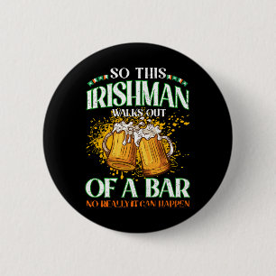 Badge Rond 5 Cm Irlandais buvant de la bière à la Saint-Patrick