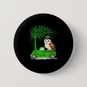 Badge Rond 5 Cm Irlandais Camion Vert Sur Chouette Oiseau Saint Pa