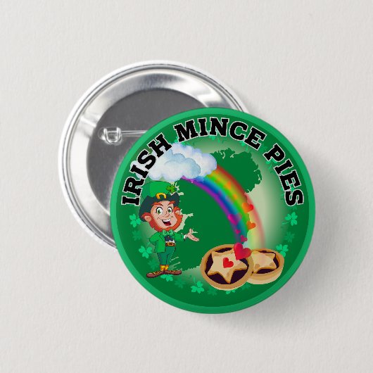 Badge Rond 5 Cm Irlandais mince Pies au bout d'un arc-en-ciel (Devant & derrière)
