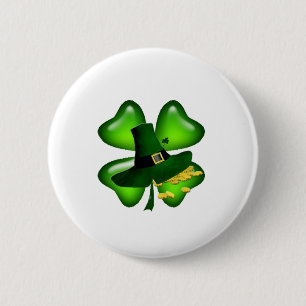 Badge Rond 5 Cm Irlandais quatre feuilles Clover Lucky Shamrocks