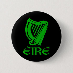 Badge Rond 5 Cm Irlande Eire Eireann Fierté Irlandaise Harpe Gaéli