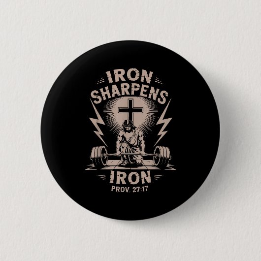 Badge Rond 5 Cm Iron Sharpens Iron Youth Christian Workout Gym Wei (Devant)