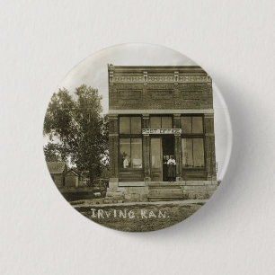 BADGE ROND 5 CM IRVING KANSAS POST OFFICE PHOTO MARSHALL COUNT KS
