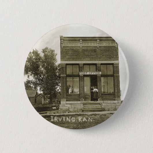 BADGE ROND 5 CM IRVING KANSAS POST OFFICE PHOTO MARSHALL COUNT KS (Devant)