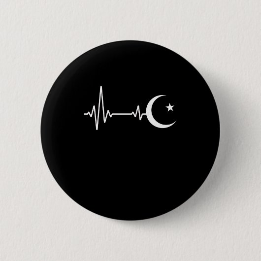 Badge Rond 5 Cm Islam musulman Hearbeat Islam Allah Mecca Hajj Gi (Devant)
