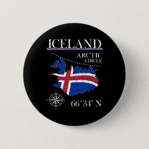 Badge Rond 5 Cm Islande - Cercle Arctique - Île Polaire Nord Isl