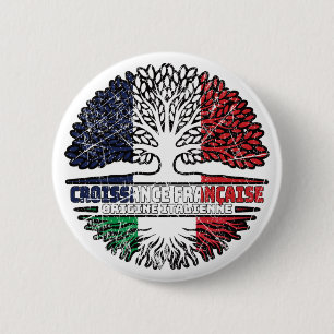 Badge Rond 5 Cm Italie Italie France drapeau des racines d'arbre