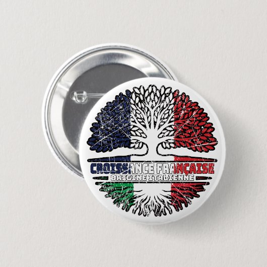 Badge Rond 5 Cm Italie Italie France drapeau des racines d'arbre (Devant & derrière)