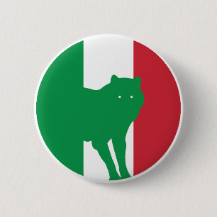 Badge Rond 5 Cm Italie Wolf Italie drapeau animal national italien