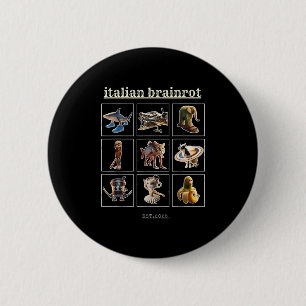 Badge Rond 5 Cm Italien Brainrot Personnages Mème Gen Z Funny Humo