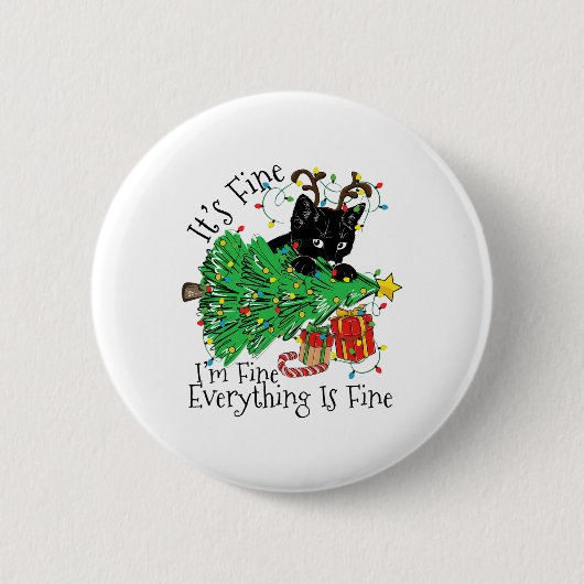 Badge Rond 5 Cm It's Fine I'm Fine Everything Is Fine Fun Christma (Devant)