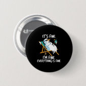 Badge Rond 5 Cm It's Fine I'm Fine Melting Snowman Summer Christma (Devant & derrière)