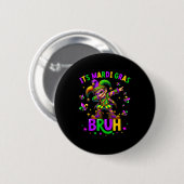 Badge Rond 5 Cm It's Mardi Gras Bruh Dabbing Leprechaun Jester New (Devant & derrière)