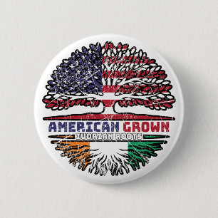 Badge Rond 5 Cm Ivory Coast Ivorian American USA Tree Roots Flag
