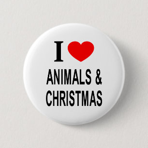 BADGE ROND 5 CM J' ❤️ LES ANIMAUX & NOËL J'AIME LES ANIMAUX & NOËL