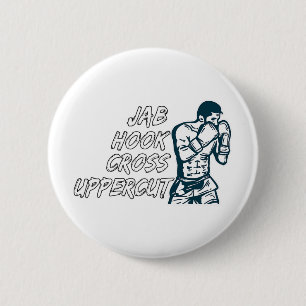 Badge Rond 5 Cm Jab Hook Cross Uppercut Boxe Pour Boxeur Hommes Ga