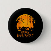 Badge Rond 5 Cm Jack-o'-lantern Face Joyeux Halloween Citrouilles  (Devant)