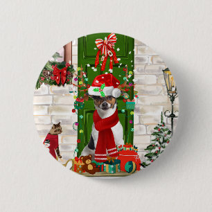 Badge Rond 5 Cm Jack Russell Chien Noël