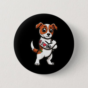 Badge Rond 5 Cm Jack Russell Terrier I Love Papa Funny Chien Tatto