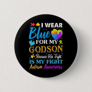 Badge Rond 5 Cm Jackchel Art Je Porte Du Bleu Pour Mon Godson Auti