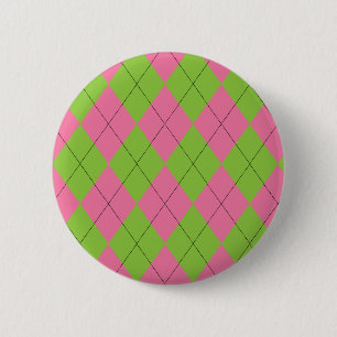 Badge Rond 5 Cm Jacquard rose et vert