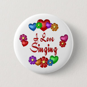 Badge Rond 5 Cm J'adore chanter