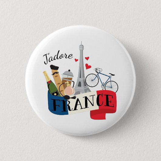 Badge Rond 5 Cm Jadore France (Devant)