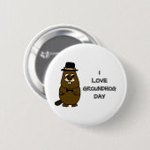 Badge Rond 5 Cm J'adore Groundhog Day (Devant & derrière)