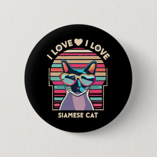 Badge Rond 5 Cm J'adore le chat siamois
